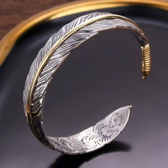 Brazalete de Pluma Ajustable Vintage