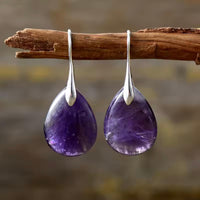 Aretes de Piedra Natural de Amatista en Gota