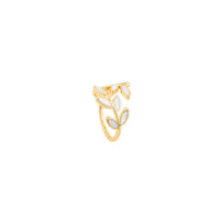 Anillo Ajustable de Hoja de Ópalo Blanco en Oro
