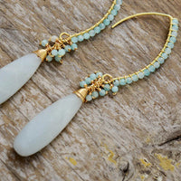 Aretes Colgantes Elegantes de Amazonita & Oro