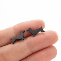 Aretes de Botón de Perro Salchicha