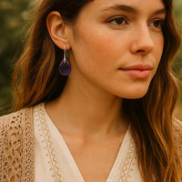 Aretes de Piedra Natural de Amatista en Gota