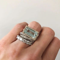 Set de Anillos Vintage de Vidrio Turquesa en Plata
