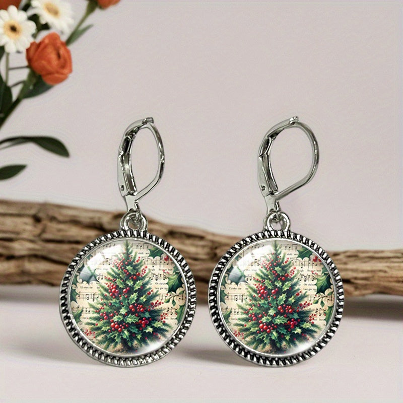 Aretes de Árbol de Navidad Vintage