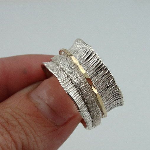 Anillo Fino Vintage en Plata y Dorado