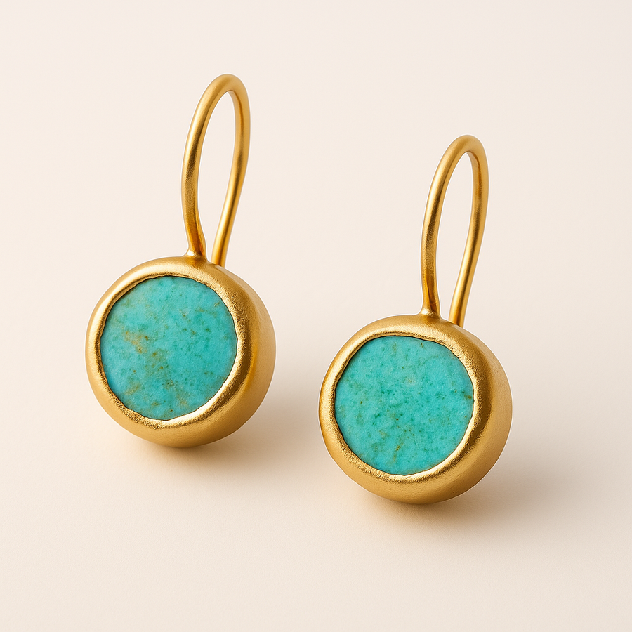 Aretes en Oro con Piedra Turquesa
