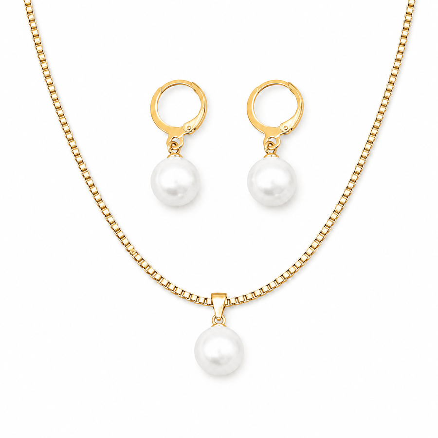 Set de Joyería de Perla Gracia Dorada