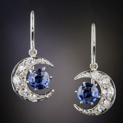 Aretes Vintage Luz de Luna Azul