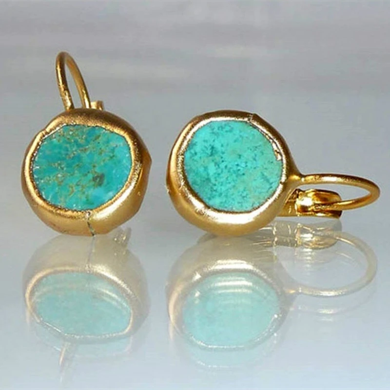 Aretes en Oro con Piedra Turquesa