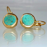 Aretes en Oro con Piedra Turquesa