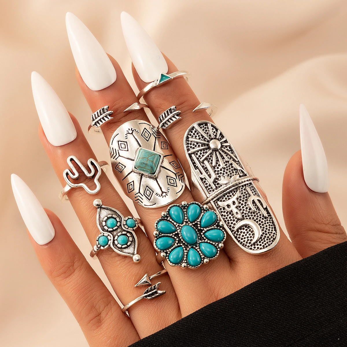 Set de Anillos Vintage de Turquesa en Plata
