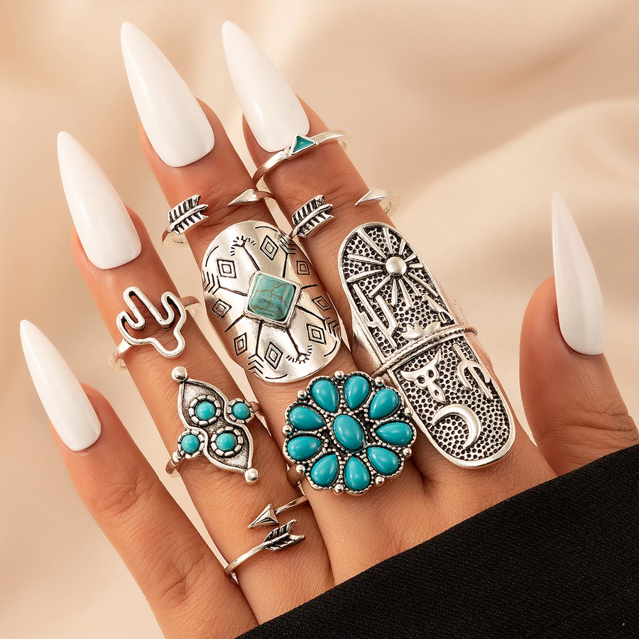 Set de Anillos Vintage de Turquesa en Plata