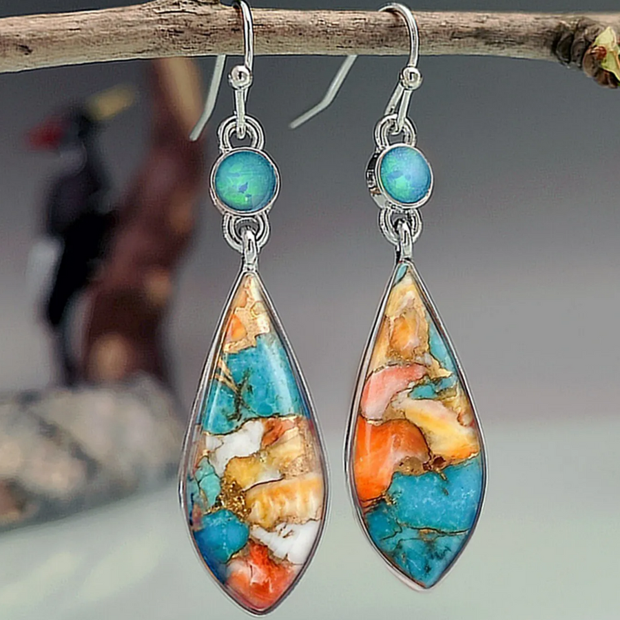 Aretes Vintage de Piedra Colorida