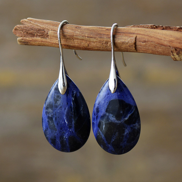 Aretes Vintage de Piedra Azul