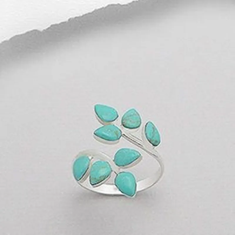 Anillo Vintage de Hoja de Turquesa