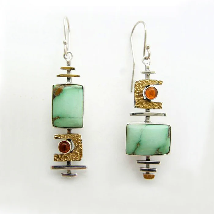 Aretes Vintage de Piedra Antigua Verde