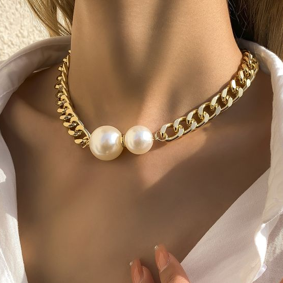 Collar Elegante de Cadena de Doble Perla