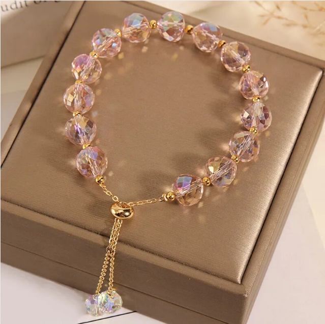 Pulsera Elegante de Cristal Rosa