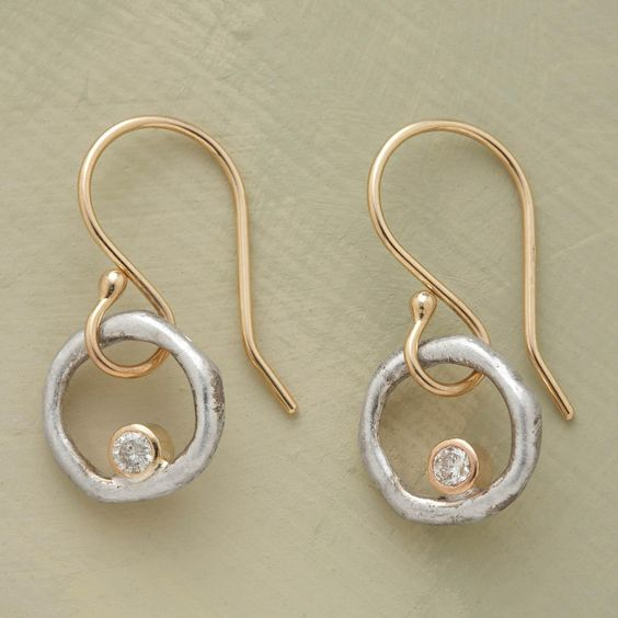 Aretes Vintage de Zirconia en Oro & Plata