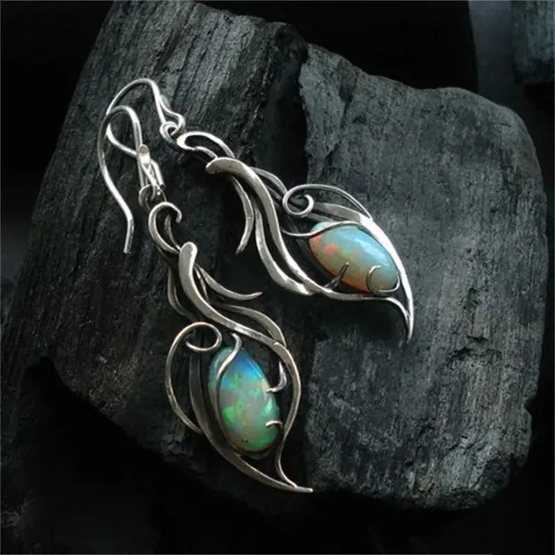 Aretes vintage de ópalo azul en plata esterlina