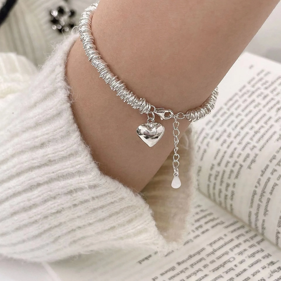Pulsera Elegante de Corazón en Plata