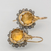 Aretes Vintage de Cristal Amarillo en Oro