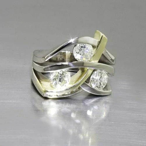 Anillo Vintage de Zirconia en Dorado & Plata