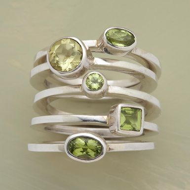 Anillo Vintage de Vidrio Verde en Capas en Plata