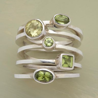 Anillo Vintage de Vidrio Verde en Capas en Plata