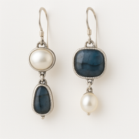 Aretes Vintage de Piedra Azul Natural