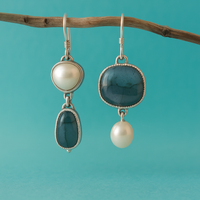 Aretes Vintage de Piedra Azul Natural