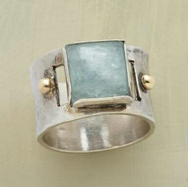 Anillo Vintage de Piedra de Luna Verde Cuadrada