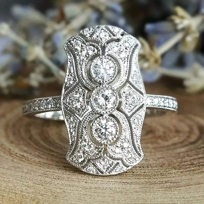Anillo Vintage Brillante en Plata
