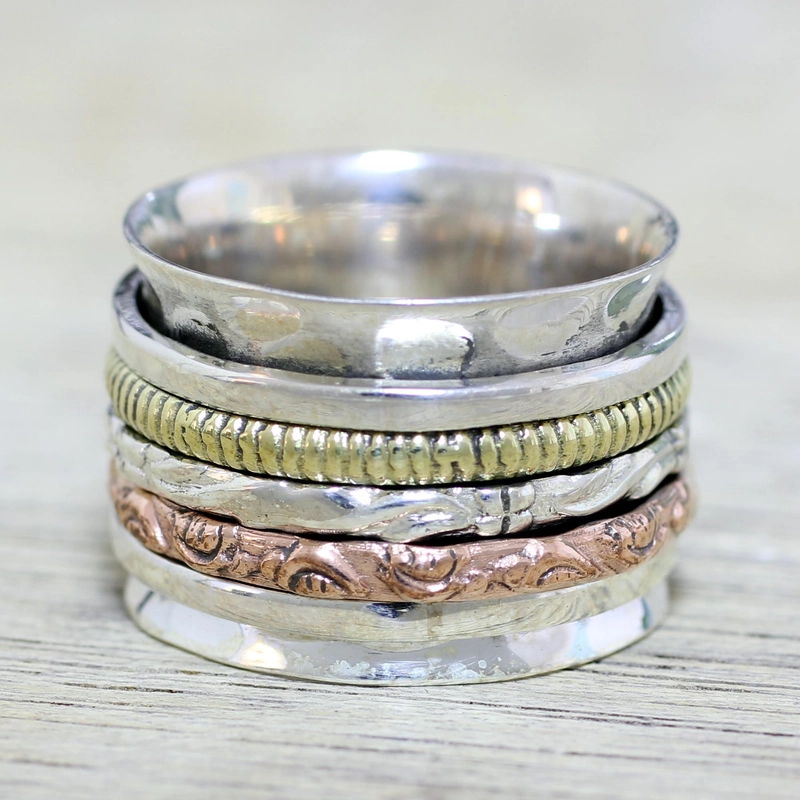 Anillo Vintage de Rosa en Oro & Plata