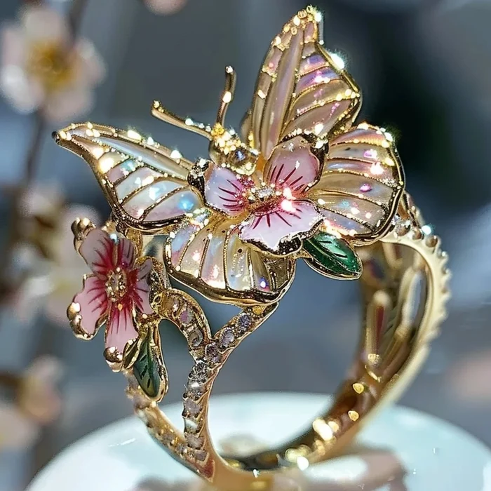 Anillo Dorado Vintage Floral Canifis