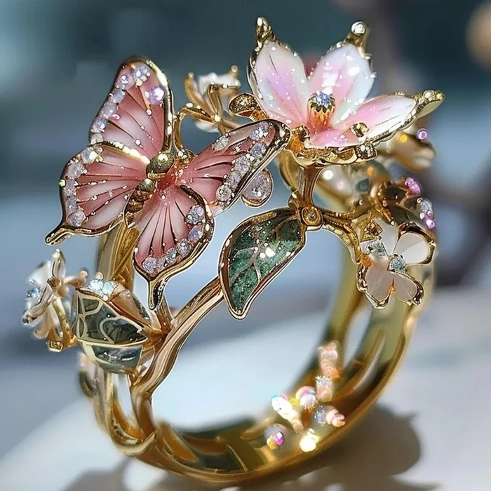 Anillo Dorado Vintage Floral Prifddinas