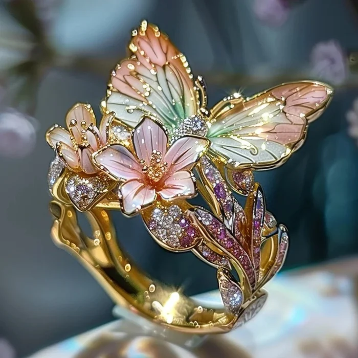 Anillo Floral Vintage Brimhaven Dorado