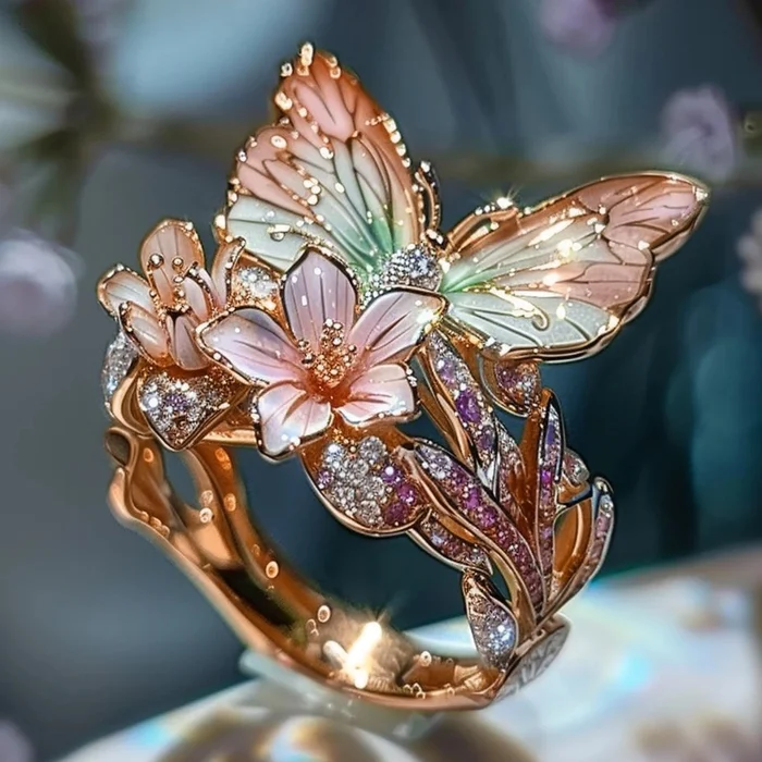 Anillo Floral Vintage Brimhaven Dorado
