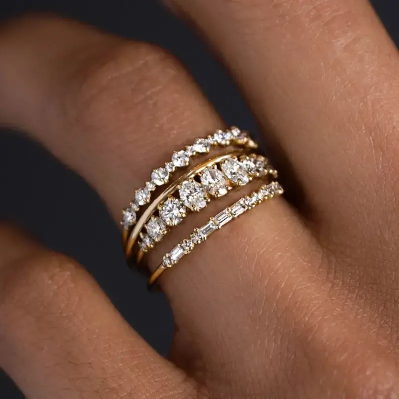 Set de Anillos Vintage Elegantes de Zirconia