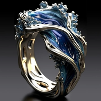 Anillo Vintage Dorado Ondulado Océano