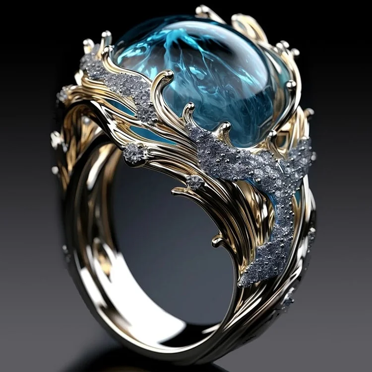 Anillo Vintage de Cristal del Océano | Joyería Sostenible Inspirada en el Océano