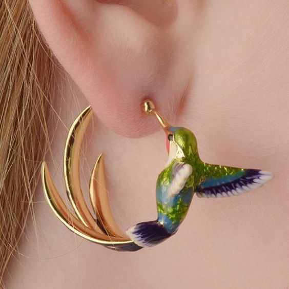 Aretes de Aro Colibrí Vintage