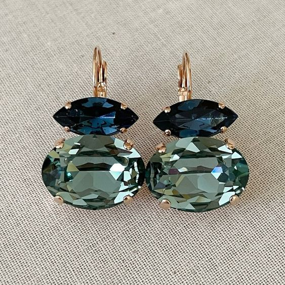 Aretes de Vidrio Verde & Azul Vintage