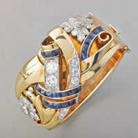 Anillo Vintage de Zirconia Azul en Oro