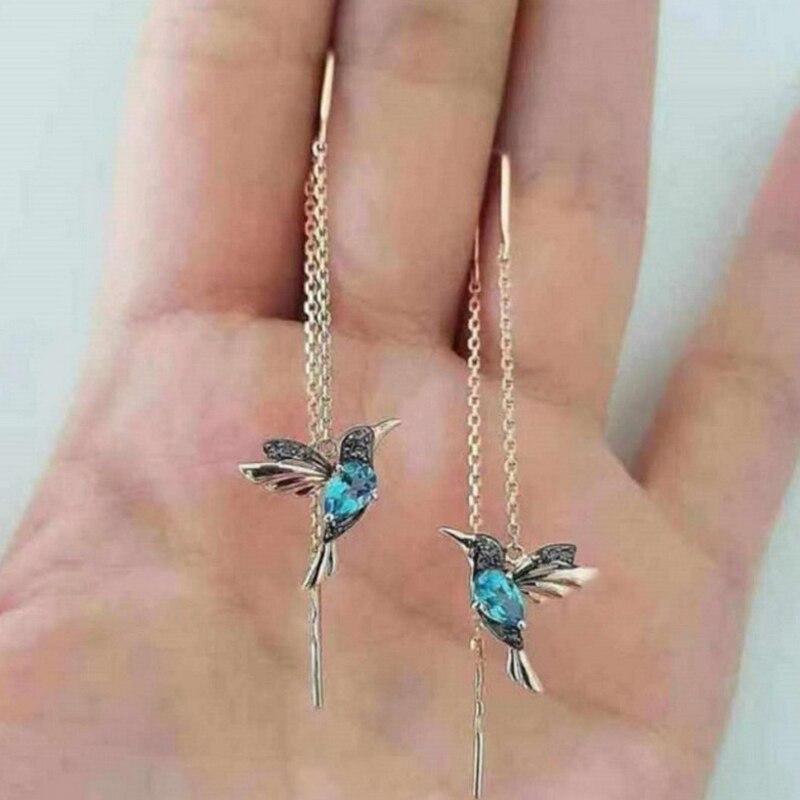 Aretes de Colibrí en Esmalte y Zirconia