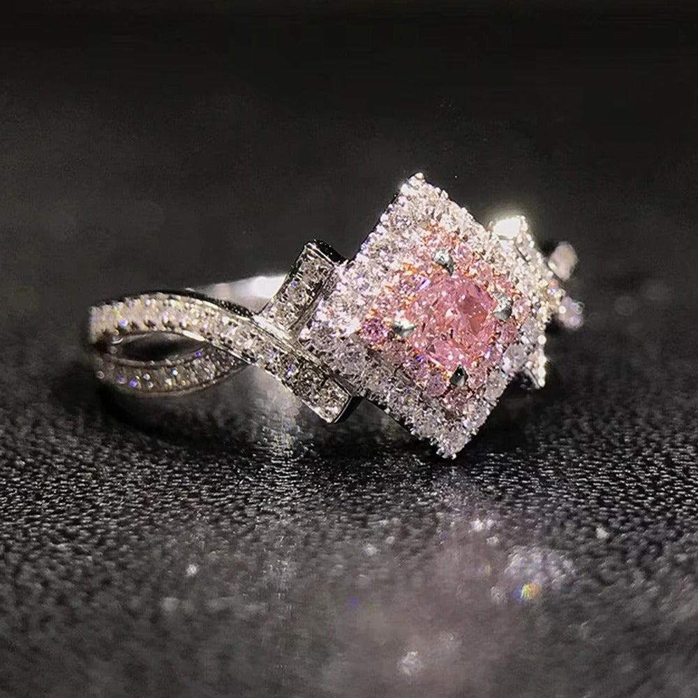 Anillo Vintage de Diamante Rosa & Cristal