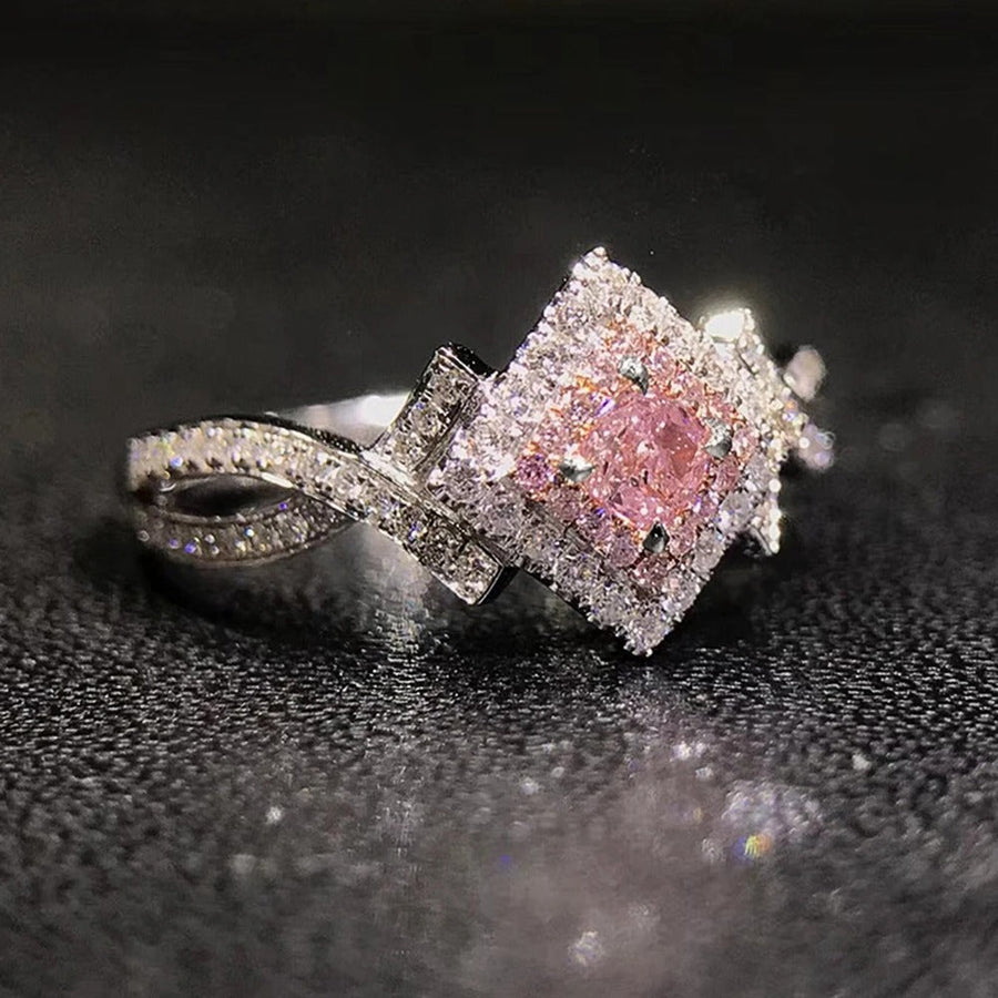 Anillo Vintage de Diamante Rosa & Cristal