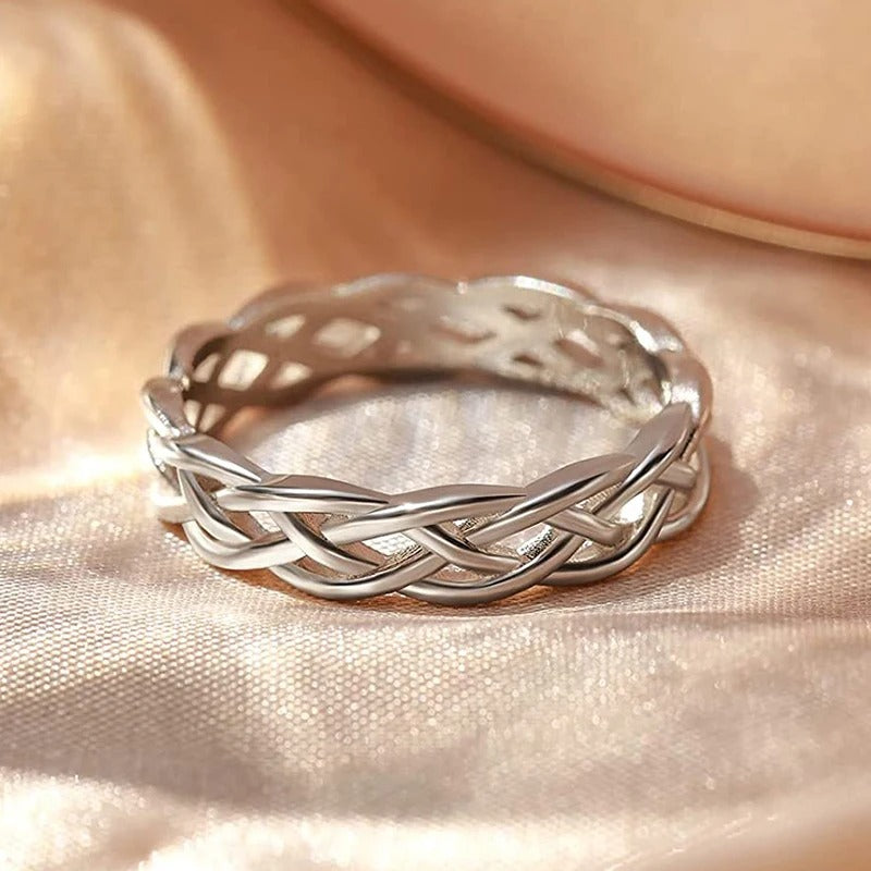Anillo Aro Tejido Trenzado en Plata