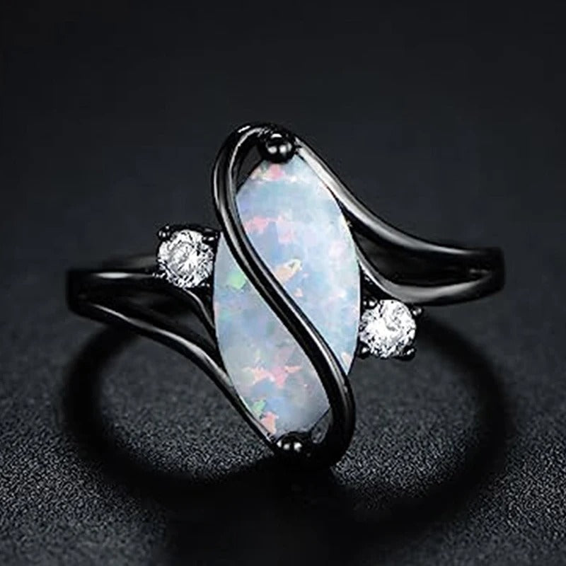 Anillo Trenzado Vintage Negro & Ópalo