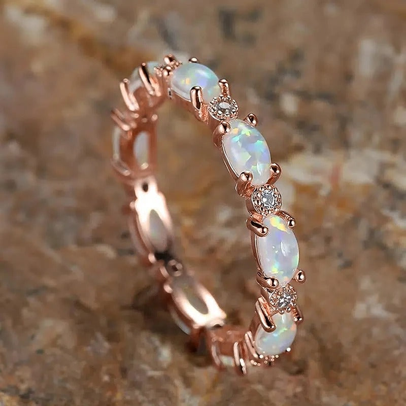 Anillo Vintage de Ópalo & Cristal en Oro Rosa